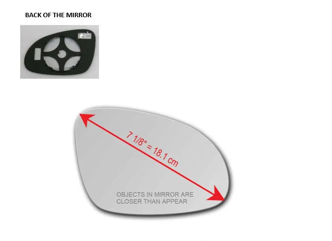 Heated Mirror Glass with Plastic Backing Plate Attached for Volkswagen Passat B6 2005 - 2010