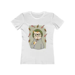 HIPSTER CAT <br>WITH SUSHI <br>boyfriend tee