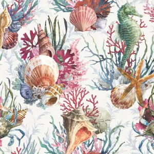 Hoffman Fabrics Shoreline Stories Seahorse Seashells S4801-290-Seahorse
