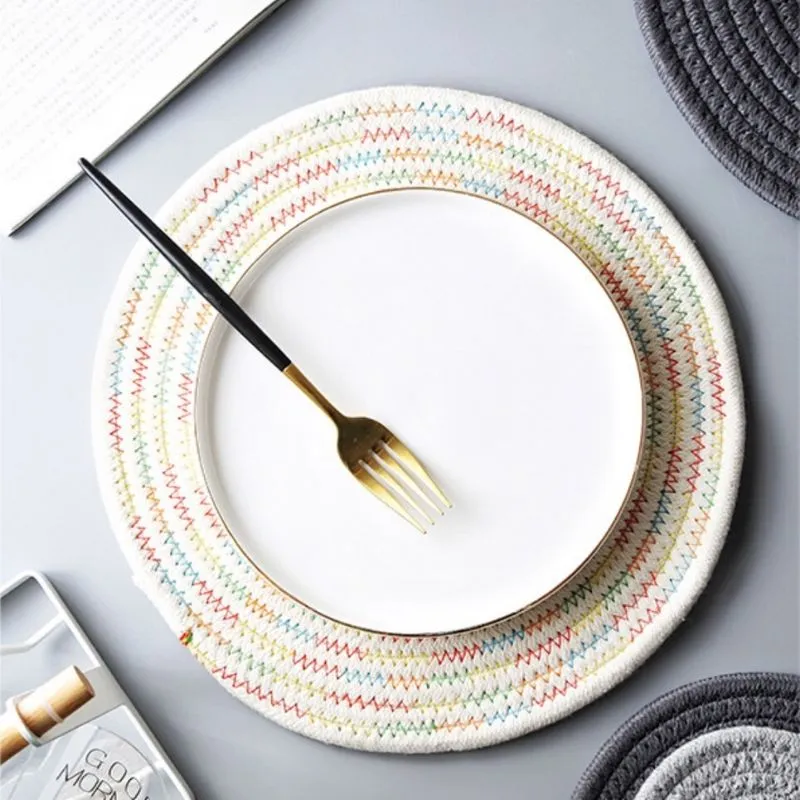 Homlly Modern Braided Round Table Coasters (4pcs)