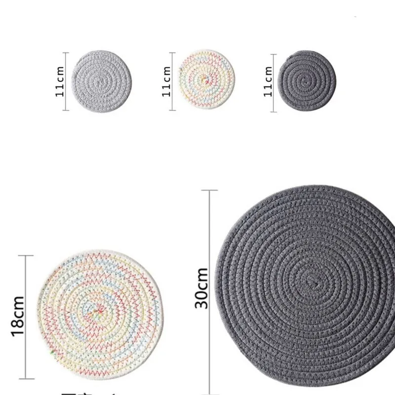 Homlly Modern Braided Round Table Coasters (4pcs)