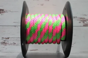 Hot Pink and Lime Solid Braided Multifilament Polypropylene Rope