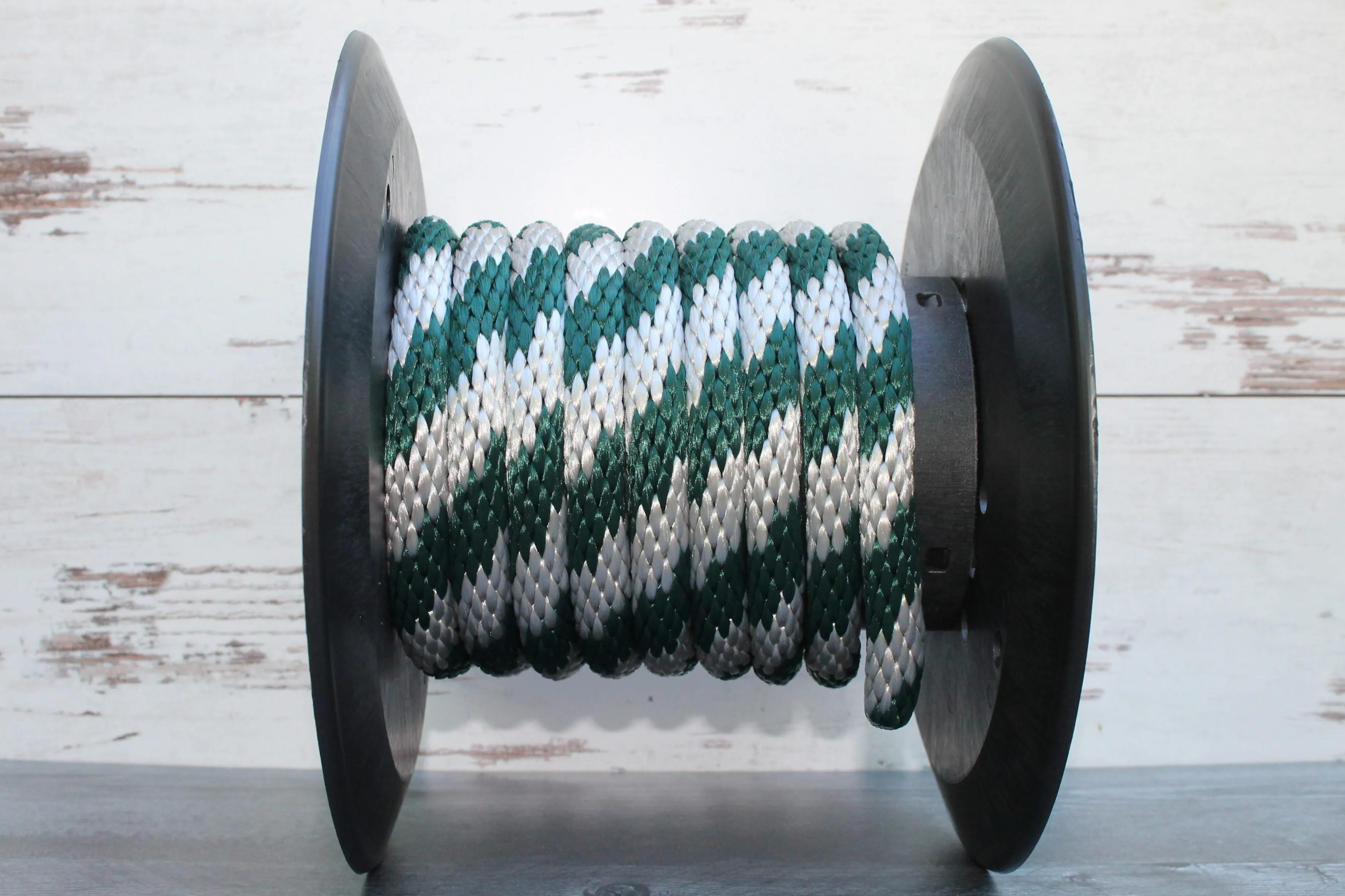 Hunter Green and Silver Solid Braided Multifilament Polypropylene Rope