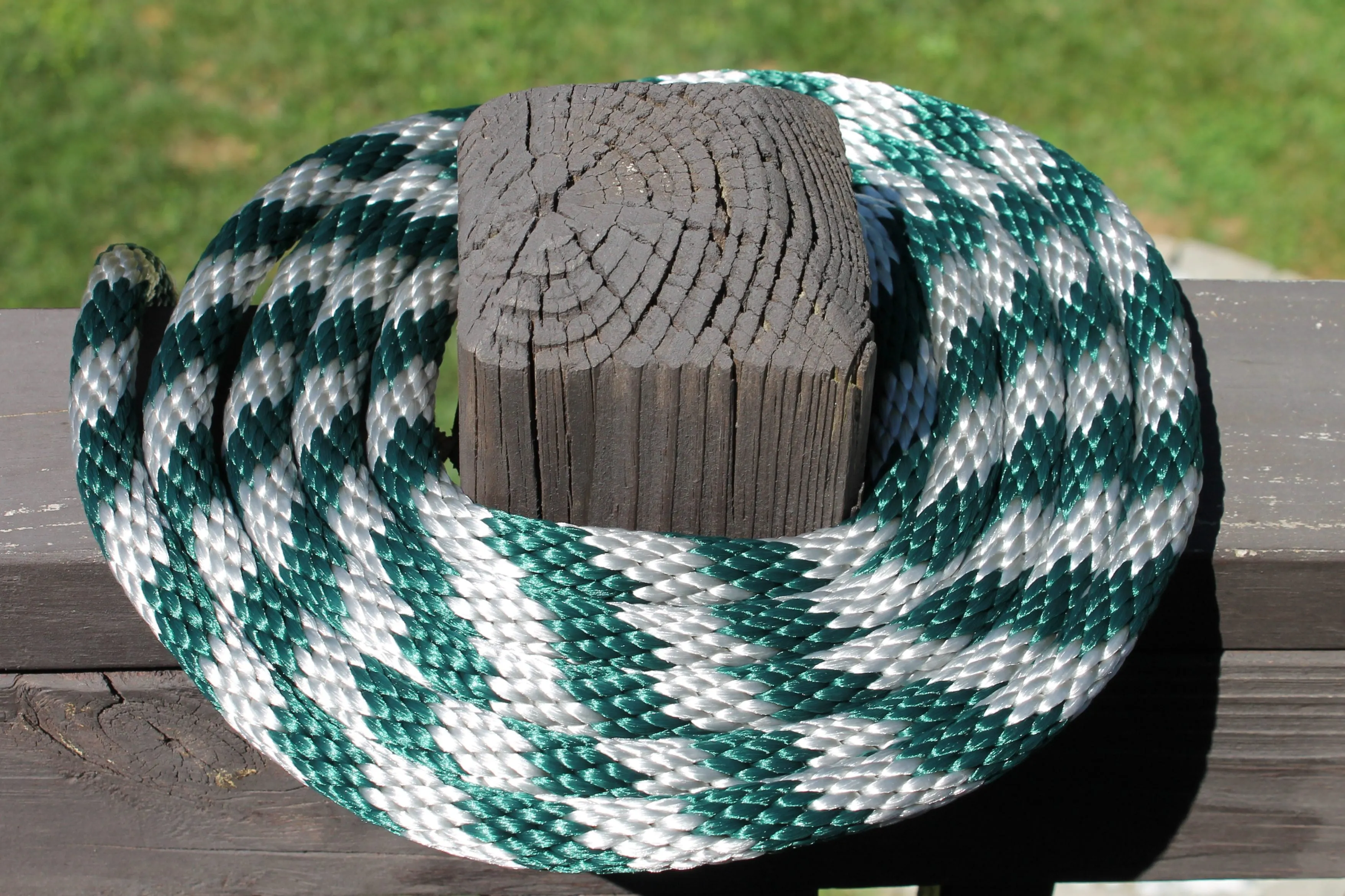 Hunter Green and Silver Solid Braided Multifilament Polypropylene Rope