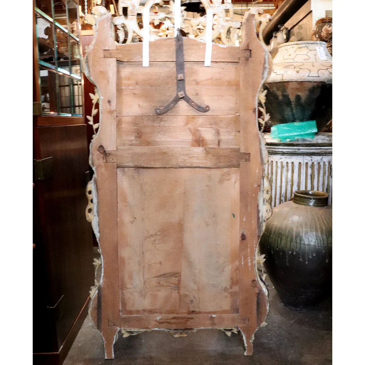 Important Large Italian Rococo Gilt and Painted Diamond Dust Mirror