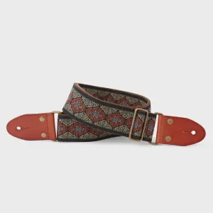 ISUZI  Patterned Woven Guitar Strap with Copper Metal Buckle