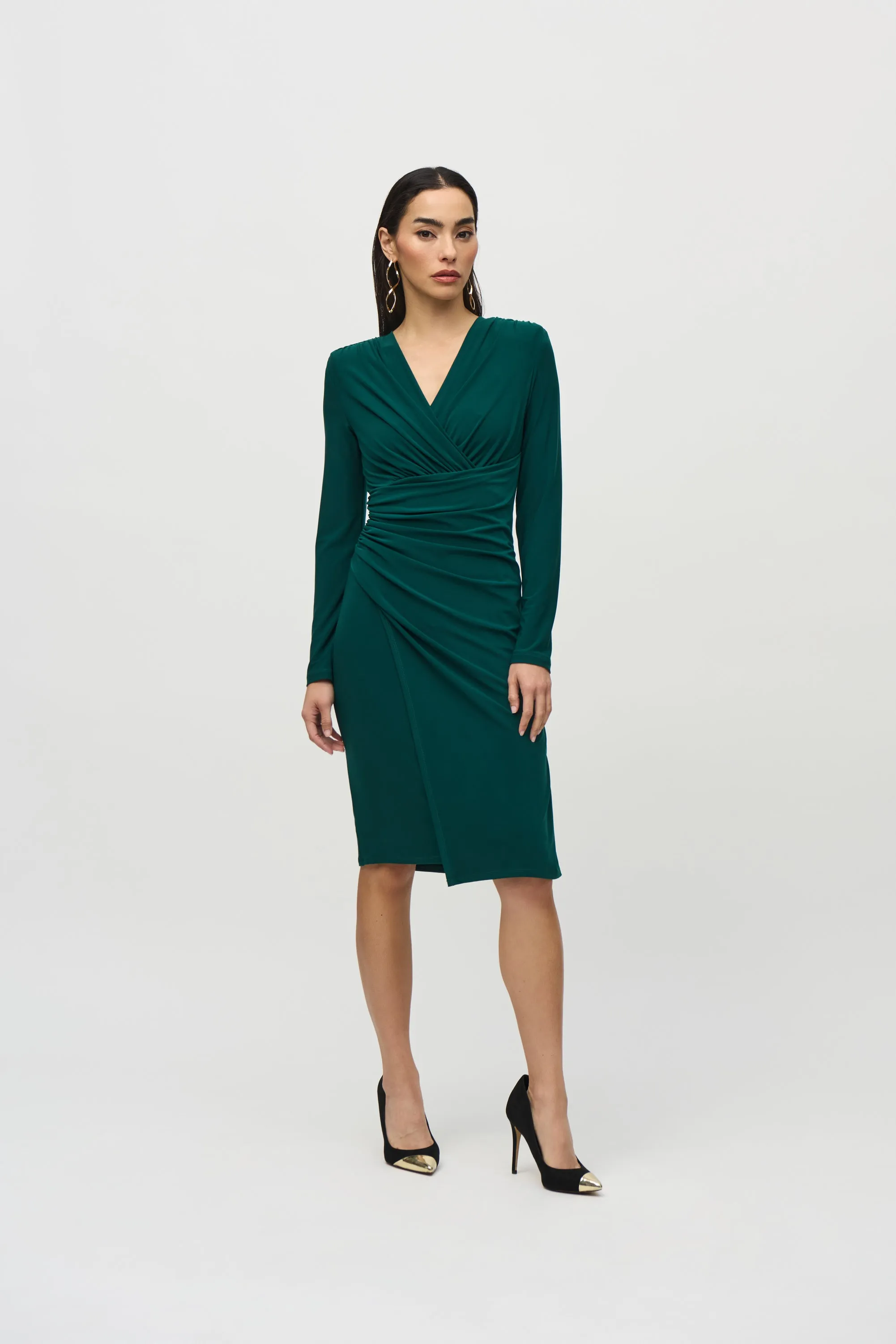 Joseph Ribkoff Silky Knit Wrap Dress Absolute Green