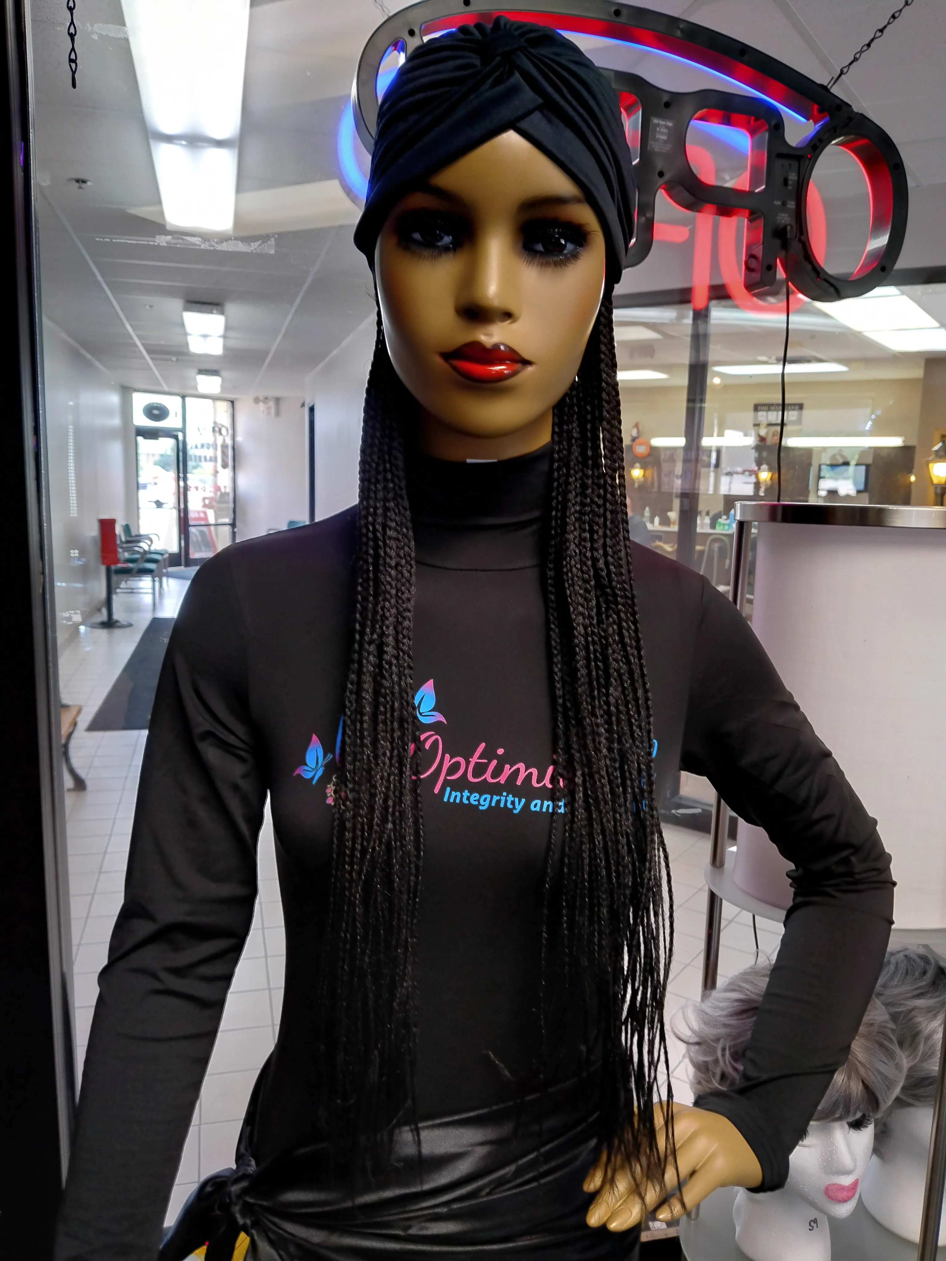 Kiana black Braided Caps Synthetic 32 inch Wigs $59