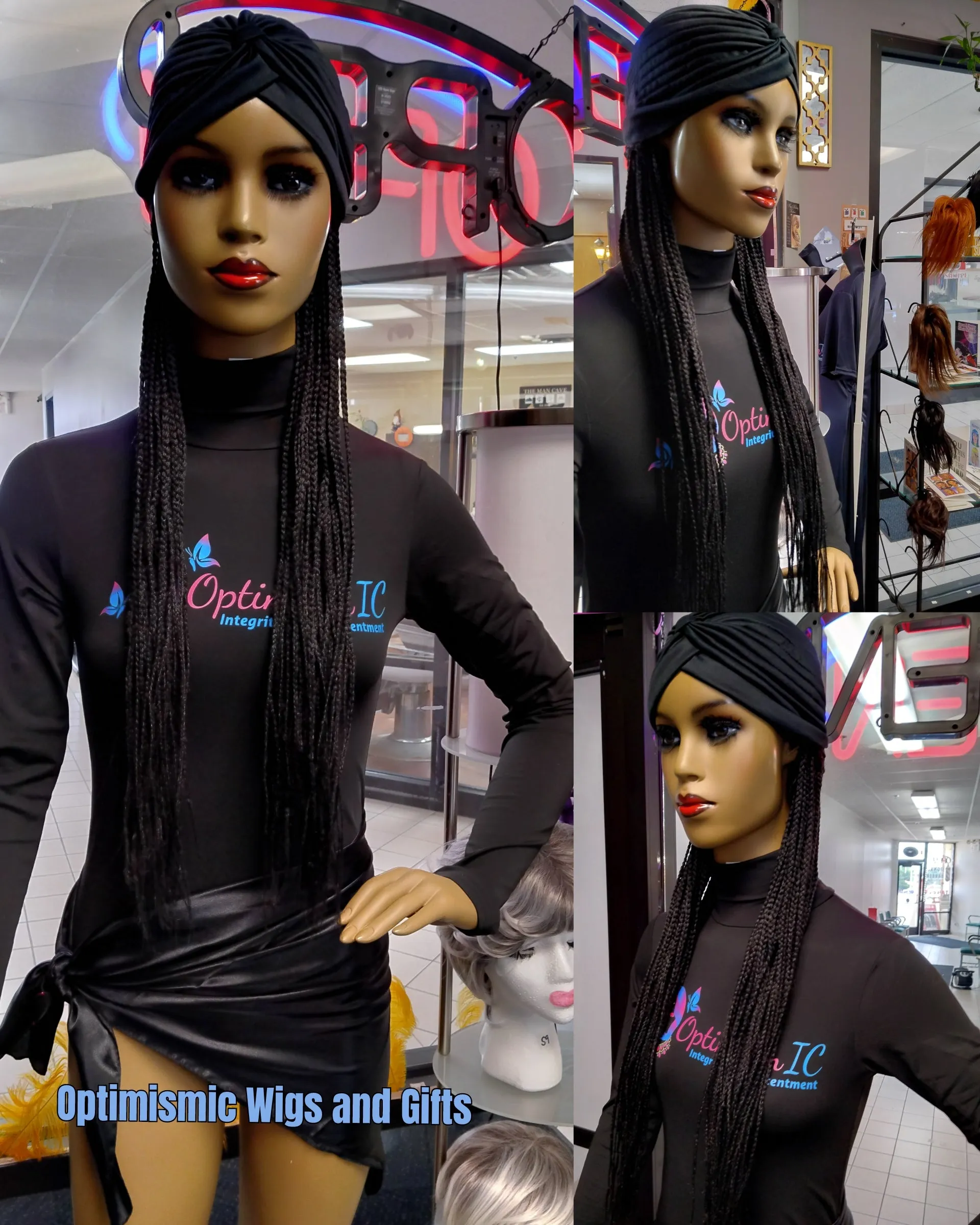 Kiana black Braided Caps Synthetic 32 inch Wigs $59