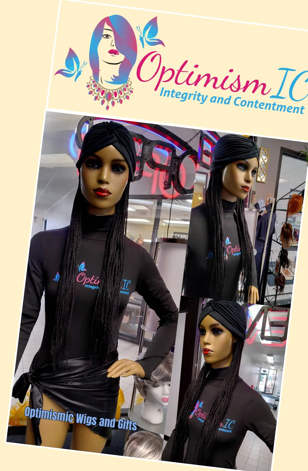 Kiana black Braided Caps Synthetic 32 inch Wigs $59