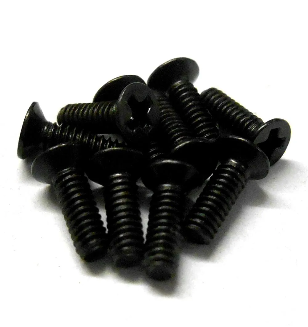 KM206 M2 x 6mm 2 x 6 Black Cross Flat Head Countersunk Screw x 10 Metric Thread