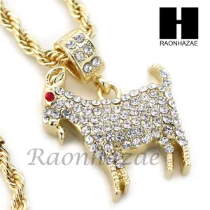 KODAK BLACK GOAT CHARM DIAMOND CUT 30" CUBAN CHAIN NECKLACE SET G24