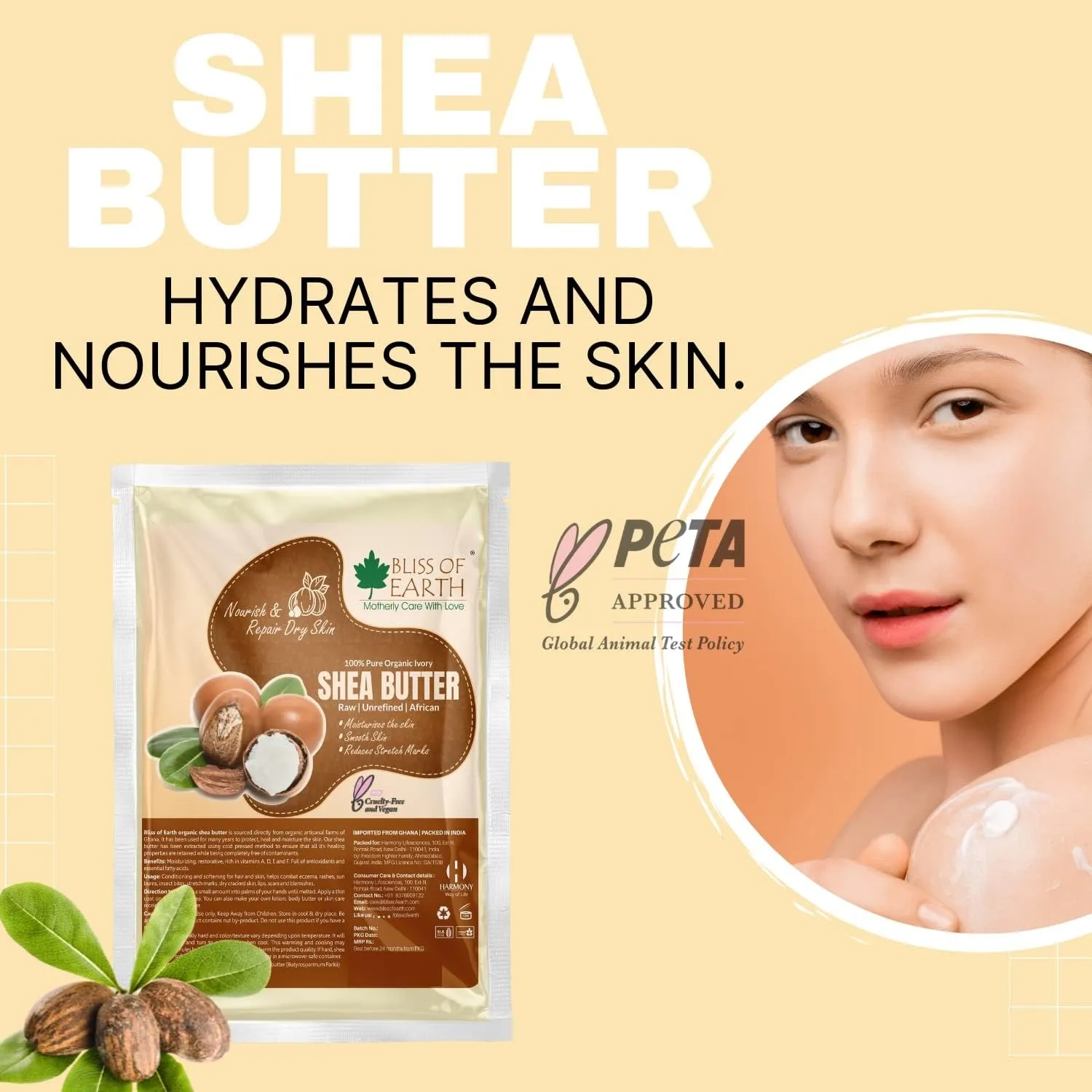 Kokum Butter Raw & Organic Ivory Shea Butter Refill Pack 2X200gm