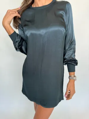 LA Made Wells Silky Dress Pine Green