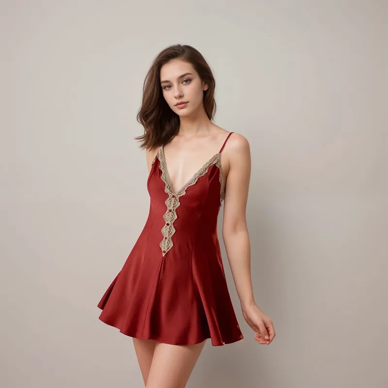 Lace Hem Silky Bridal Lingerie Set - 5 Colors, Sizes S to 5XL