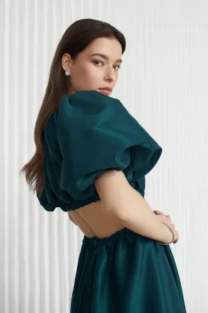 Laila Maxi Taffeta Dress Emerald Green