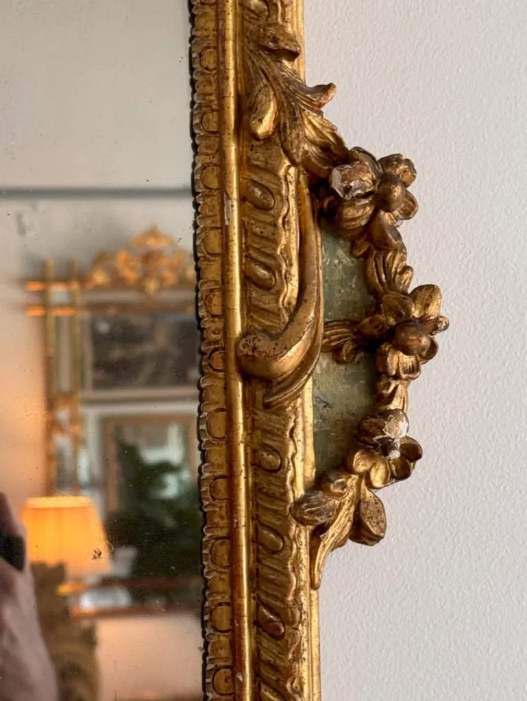 Large 19th Century French green-painted and giltwood mirror