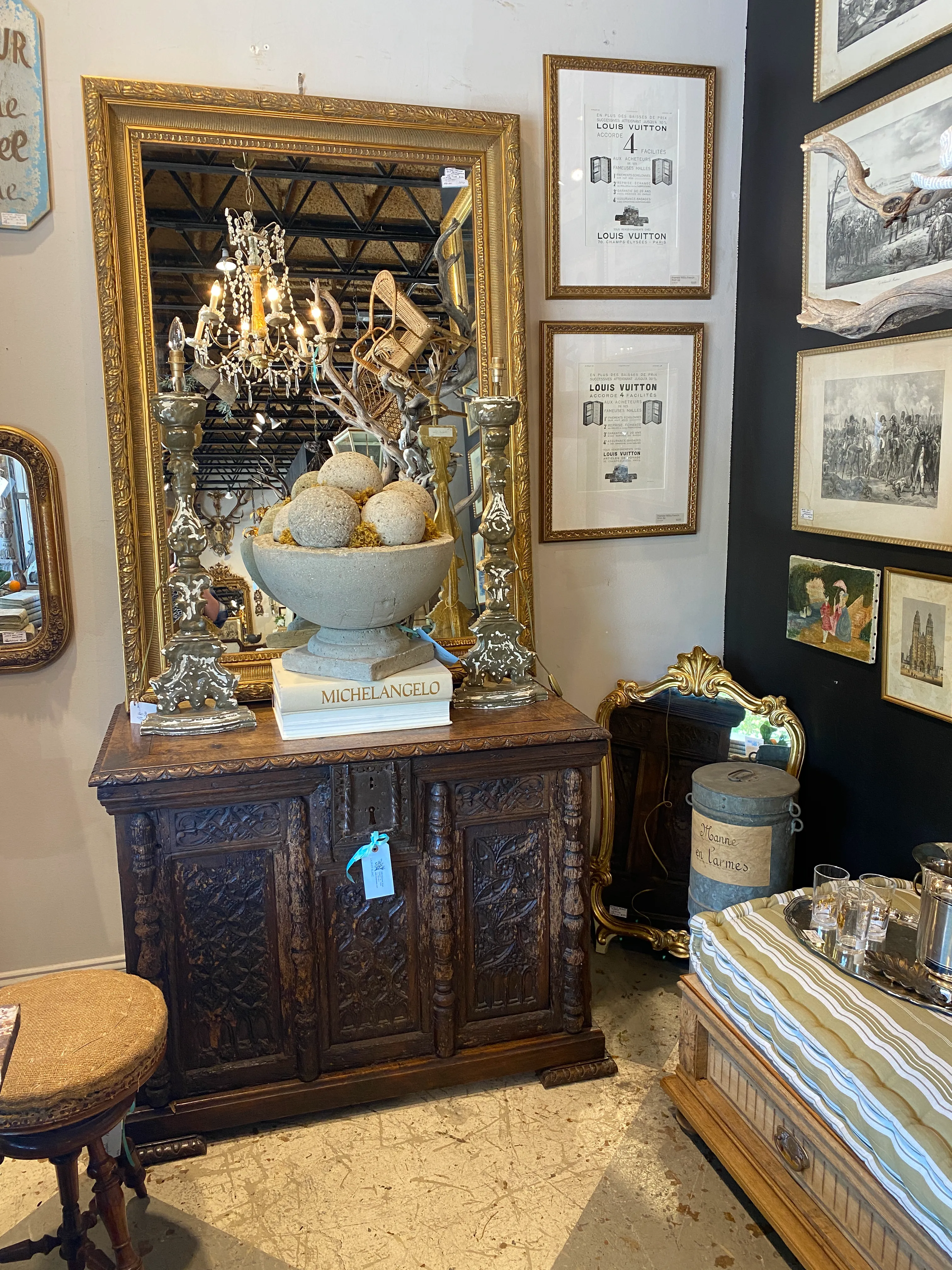 Large Antique French Gilt Frame Mirror
