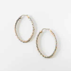 Large Periwinkle Oval Braided Hoops in Yellow Cedar