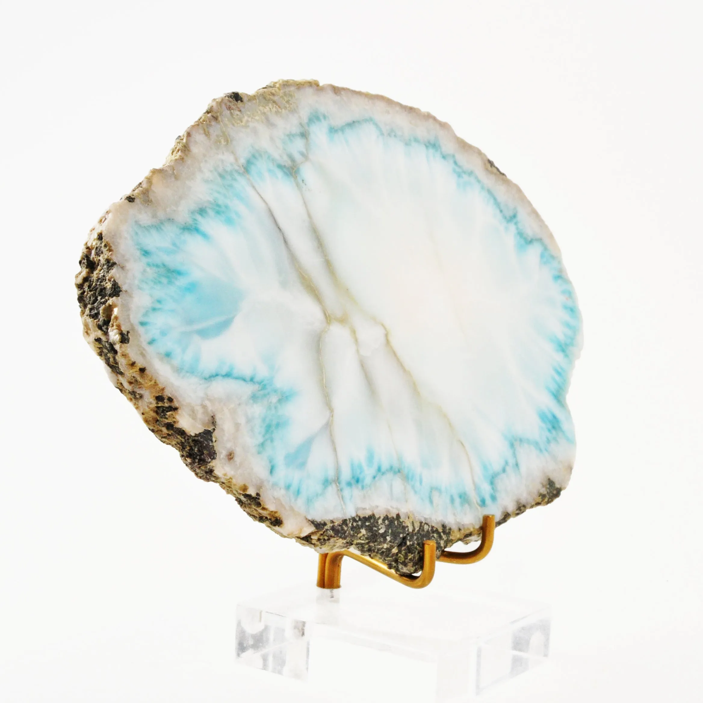 Larimar 5.83 inch Partial Polished Crystal Slice - Dominican Republic