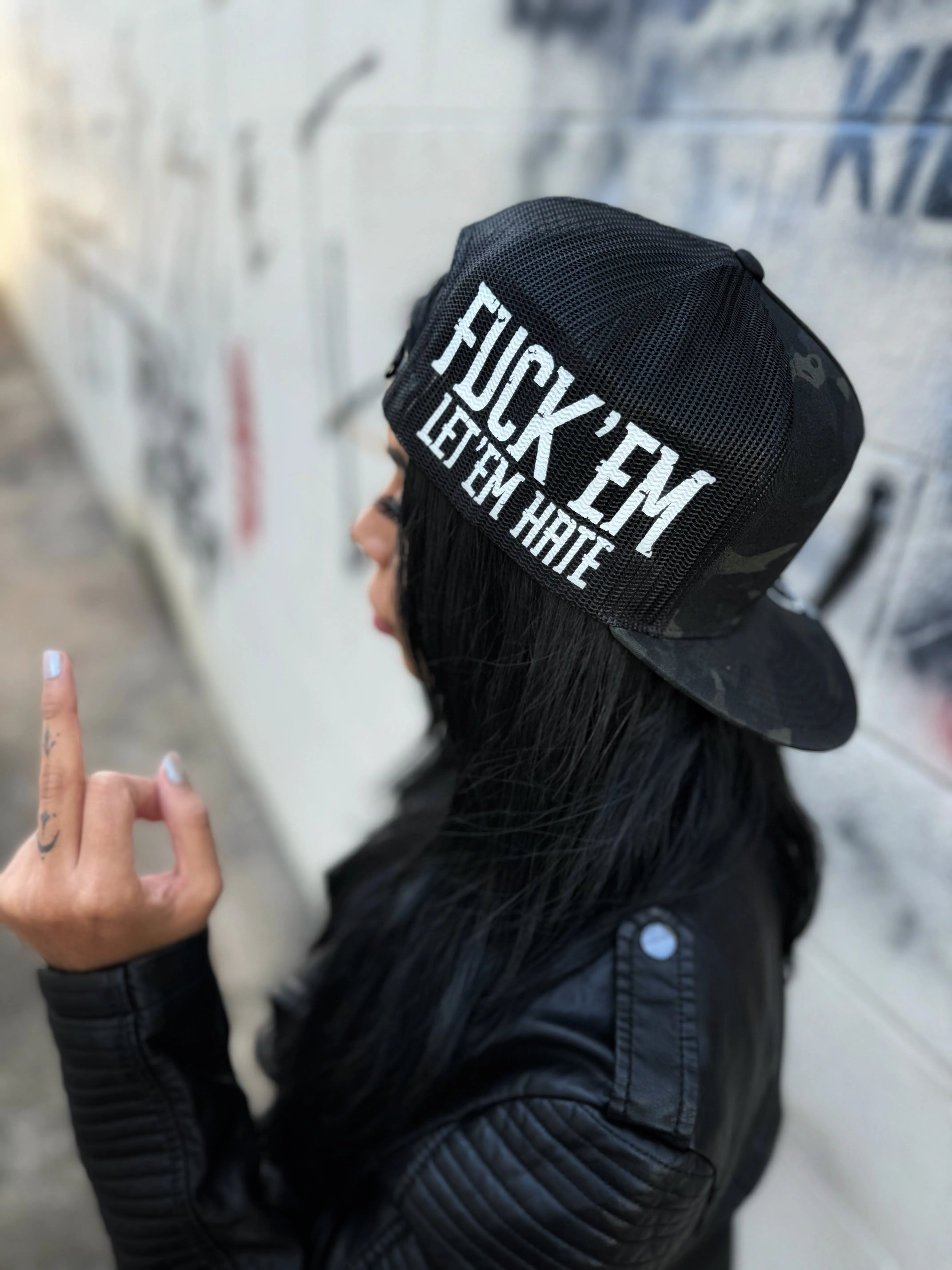 LET 'EM HATE BLACK CAMO SIDE STYLE BLACK HAT