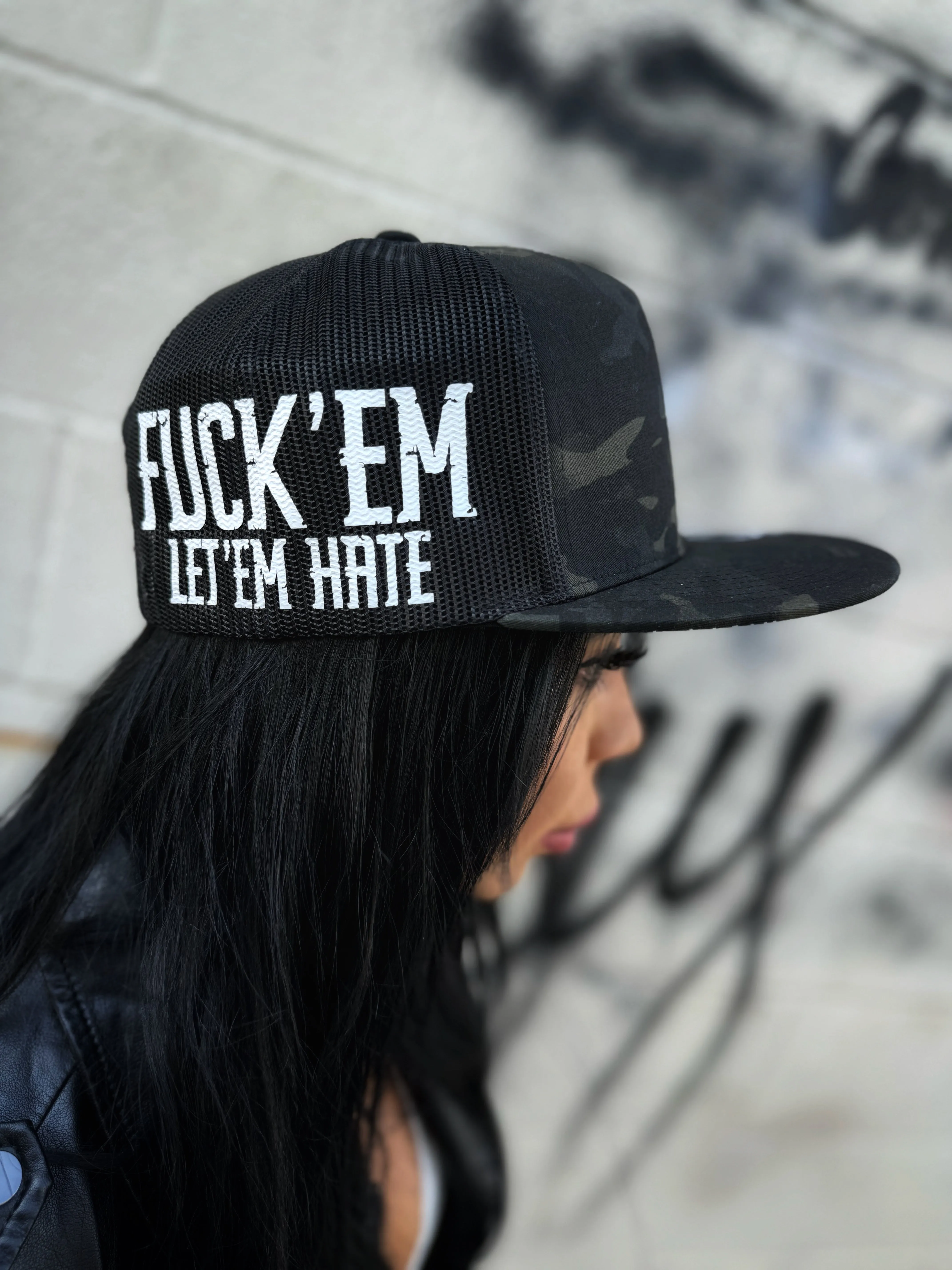LET 'EM HATE BLACK CAMO SIDE STYLE BLACK HAT