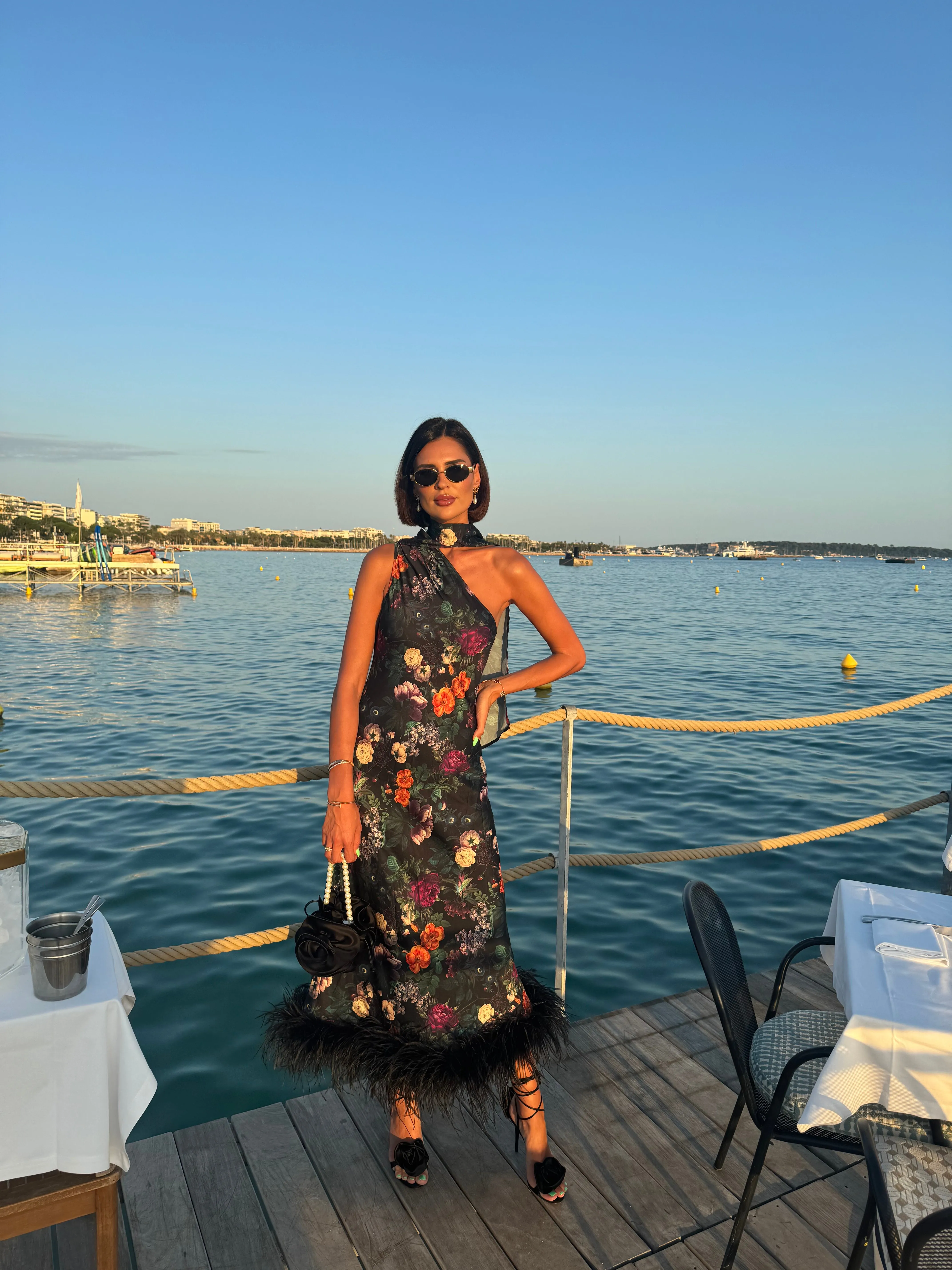 Liya Cannes One Sleeve Silky Maxi Dress