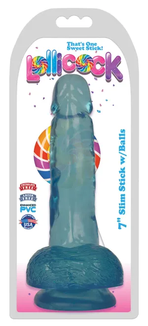 Lollicock - 7&quot; Slim Stick With Balls - Berry Ice