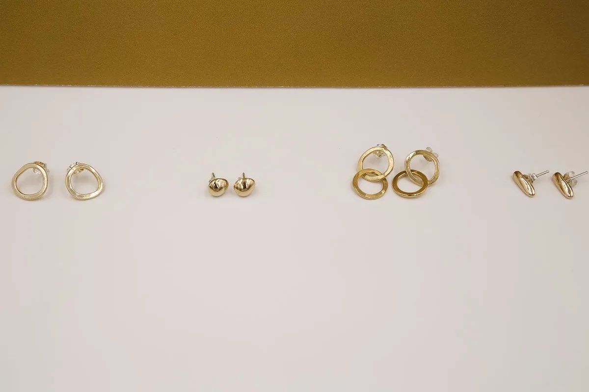 Long Pebble Stud Earrings | Gold