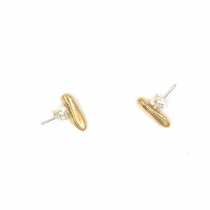 Long Pebble Stud Earrings | Gold
