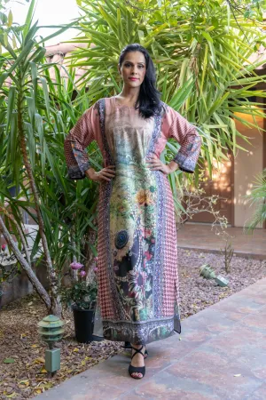 Long Silky Printed Gown