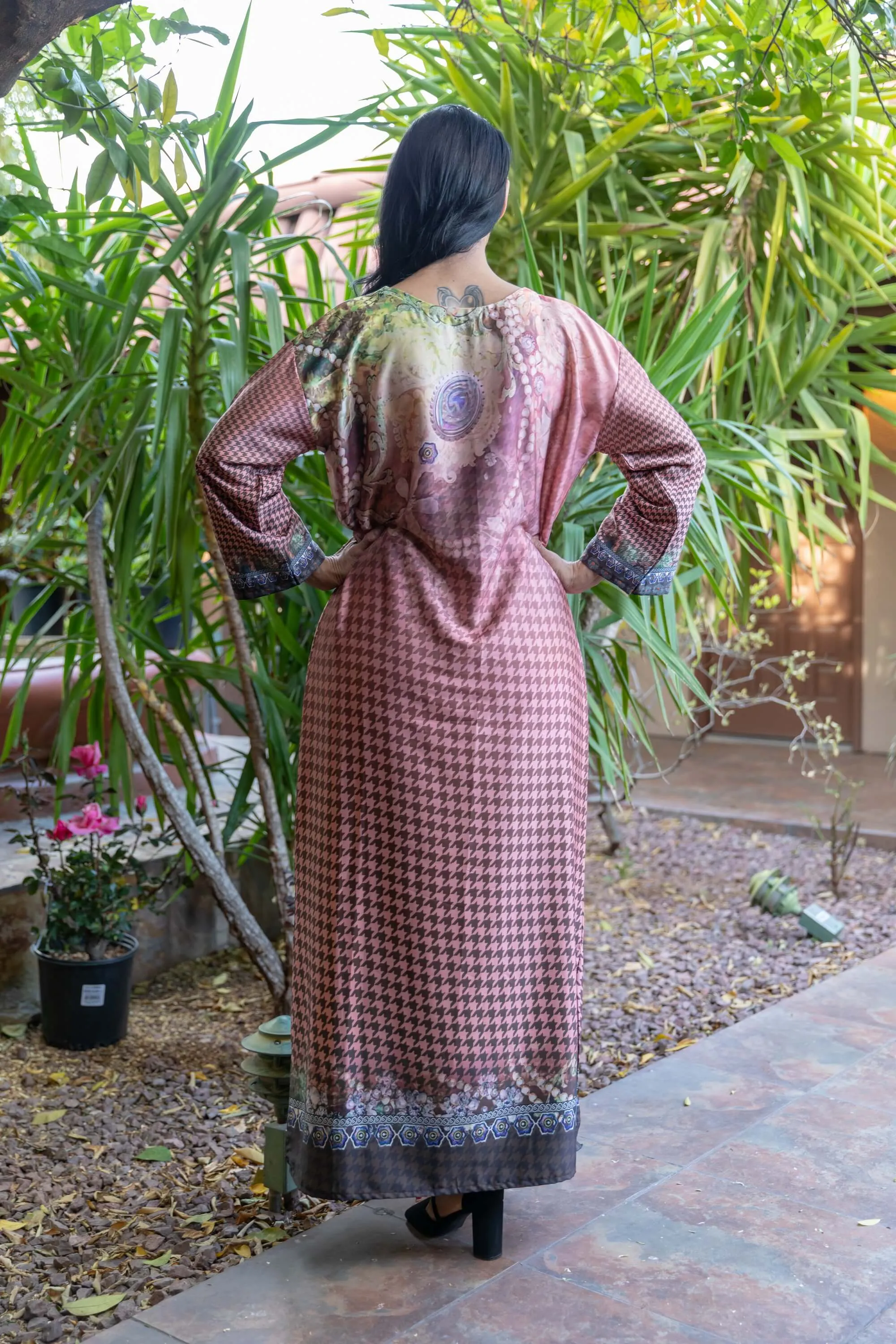 Long Silky Printed Gown