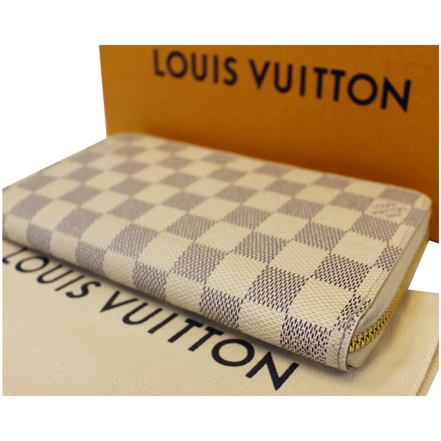 LOUIS VUITTON Damier Azur Zippy Long Wallet White