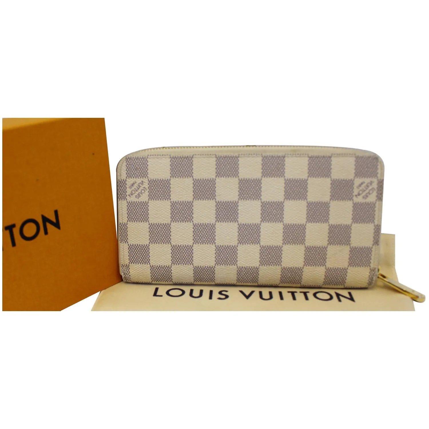 LOUIS VUITTON Damier Azur Zippy Long Wallet White