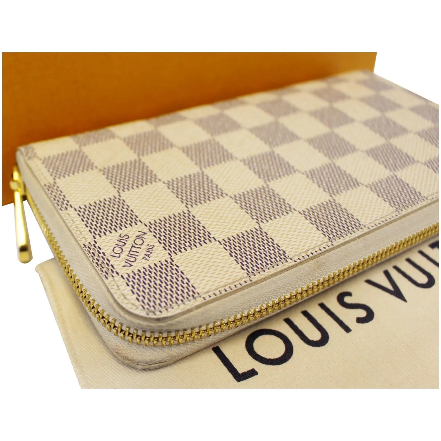 LOUIS VUITTON Damier Azur Zippy Long Wallet White