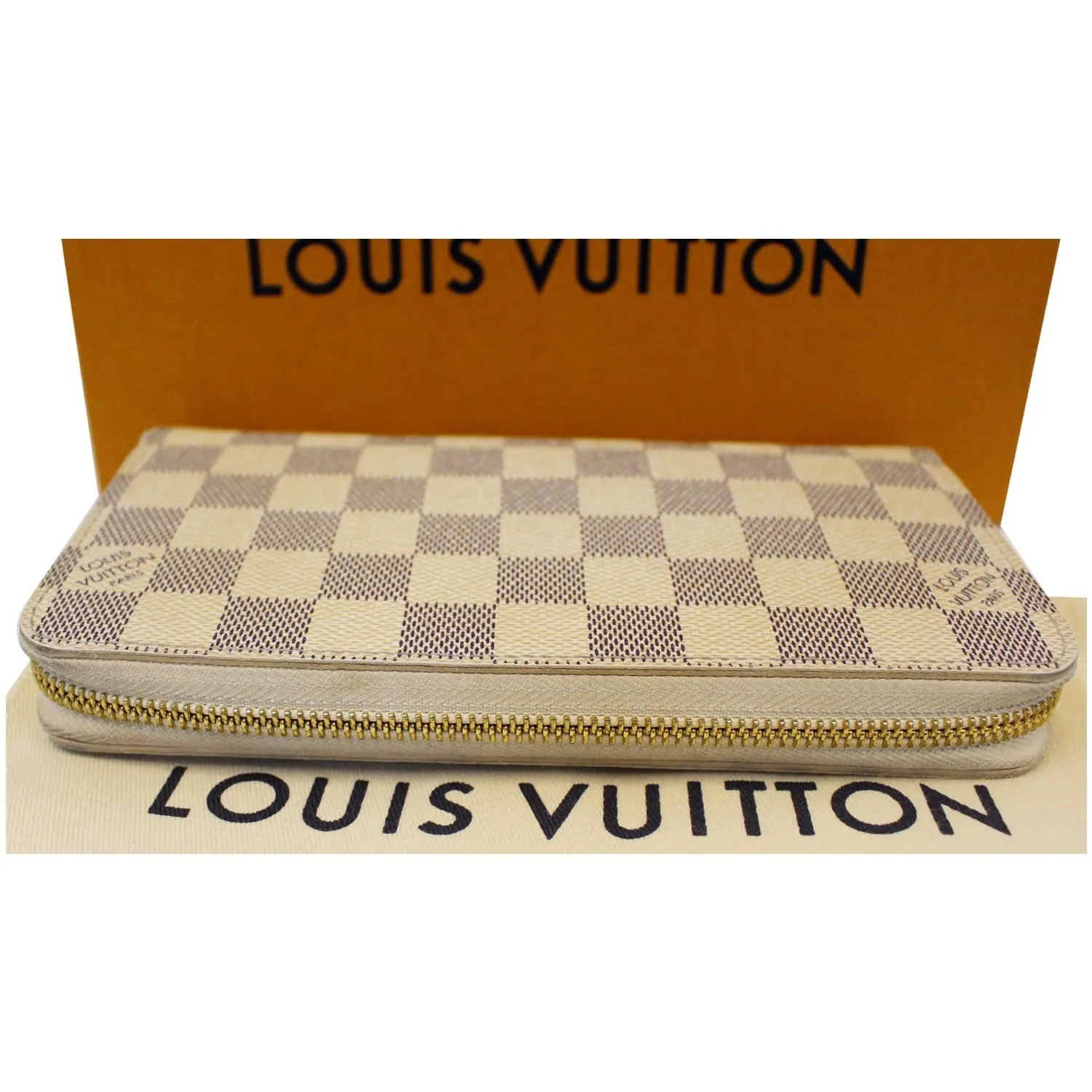 LOUIS VUITTON Damier Azur Zippy Long Wallet White