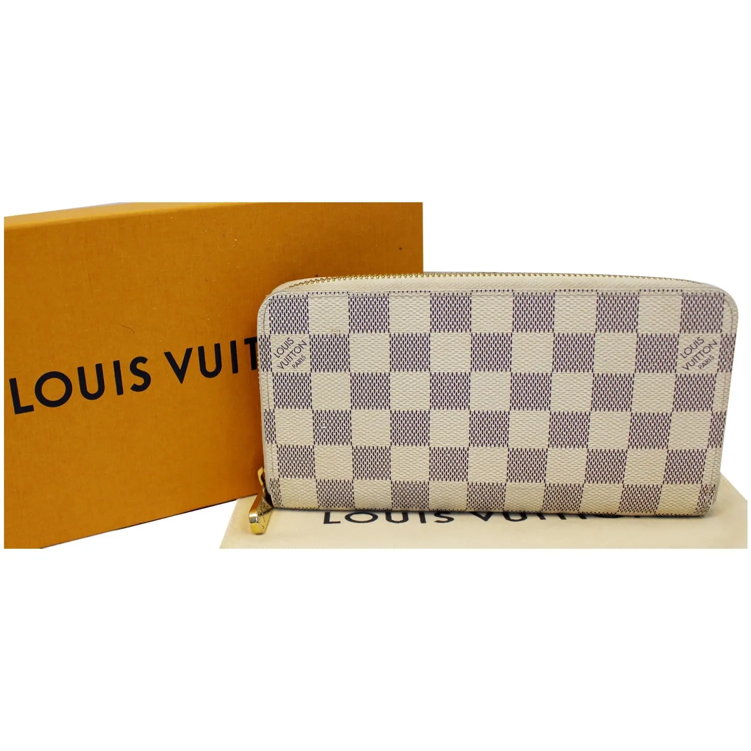 LOUIS VUITTON Damier Azur Zippy Long Wallet White