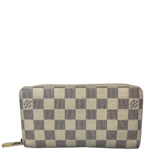 LOUIS VUITTON Damier Azur Zippy Wallet White
