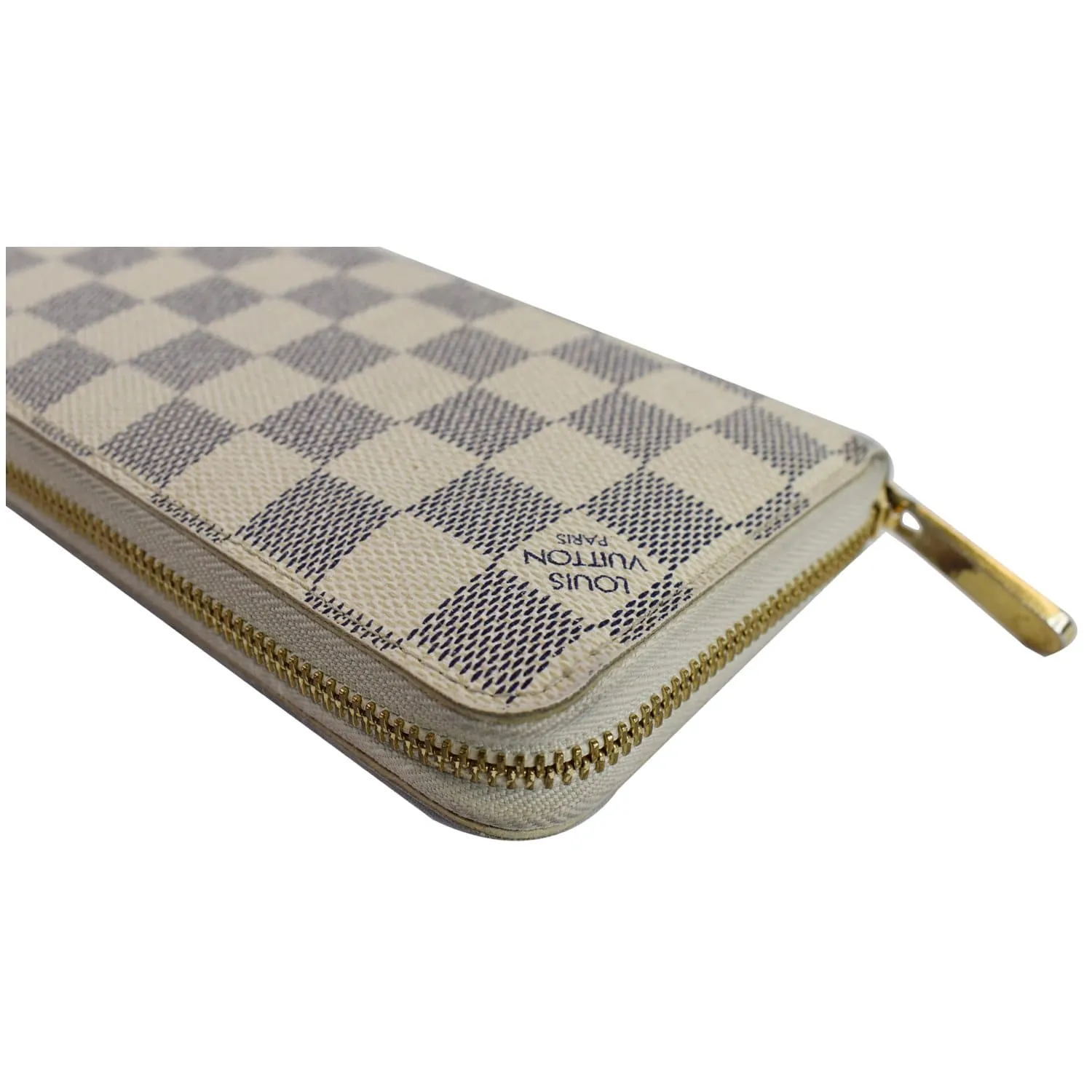 LOUIS VUITTON Damier Azur Zippy Wallet White