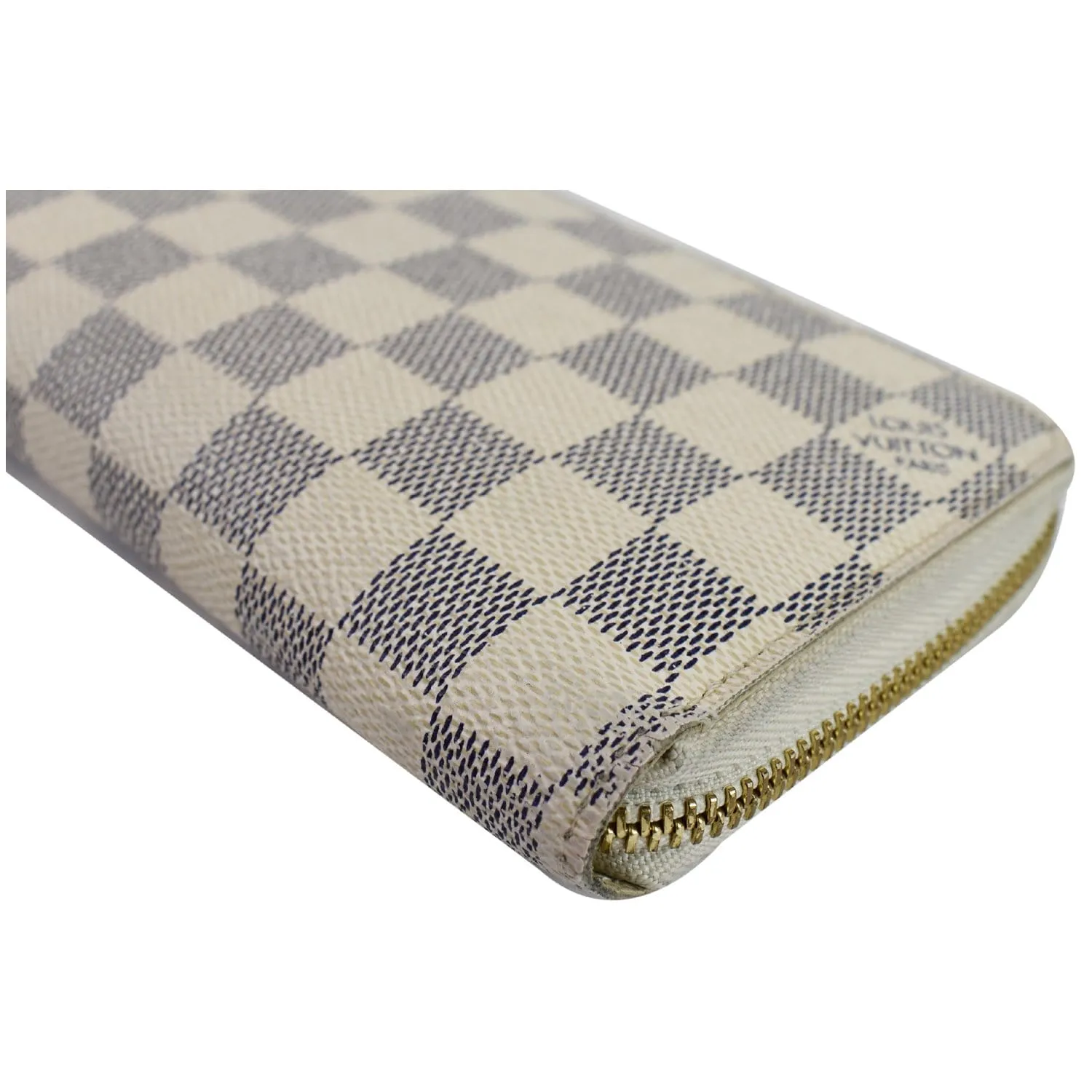 LOUIS VUITTON Damier Azur Zippy Wallet White