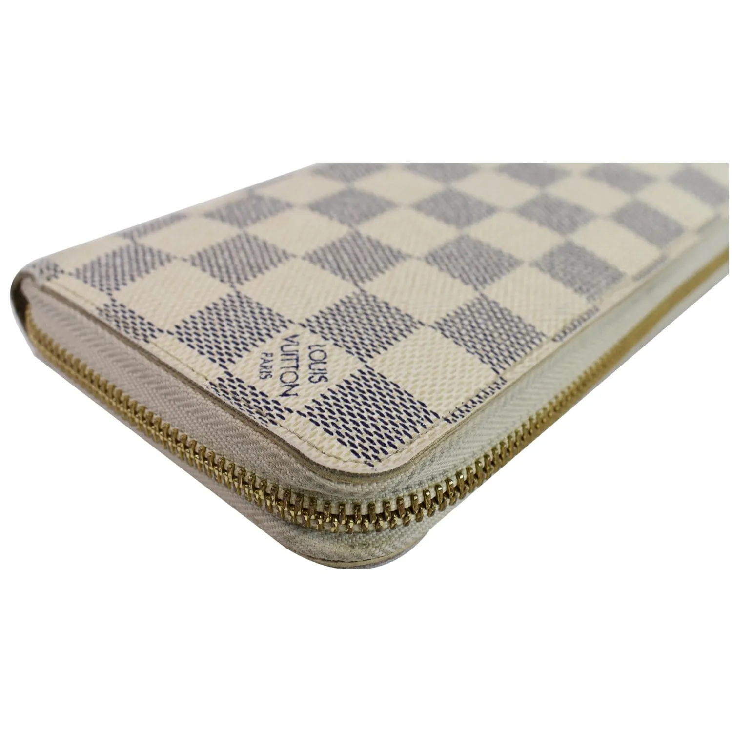 LOUIS VUITTON Damier Azur Zippy Wallet White