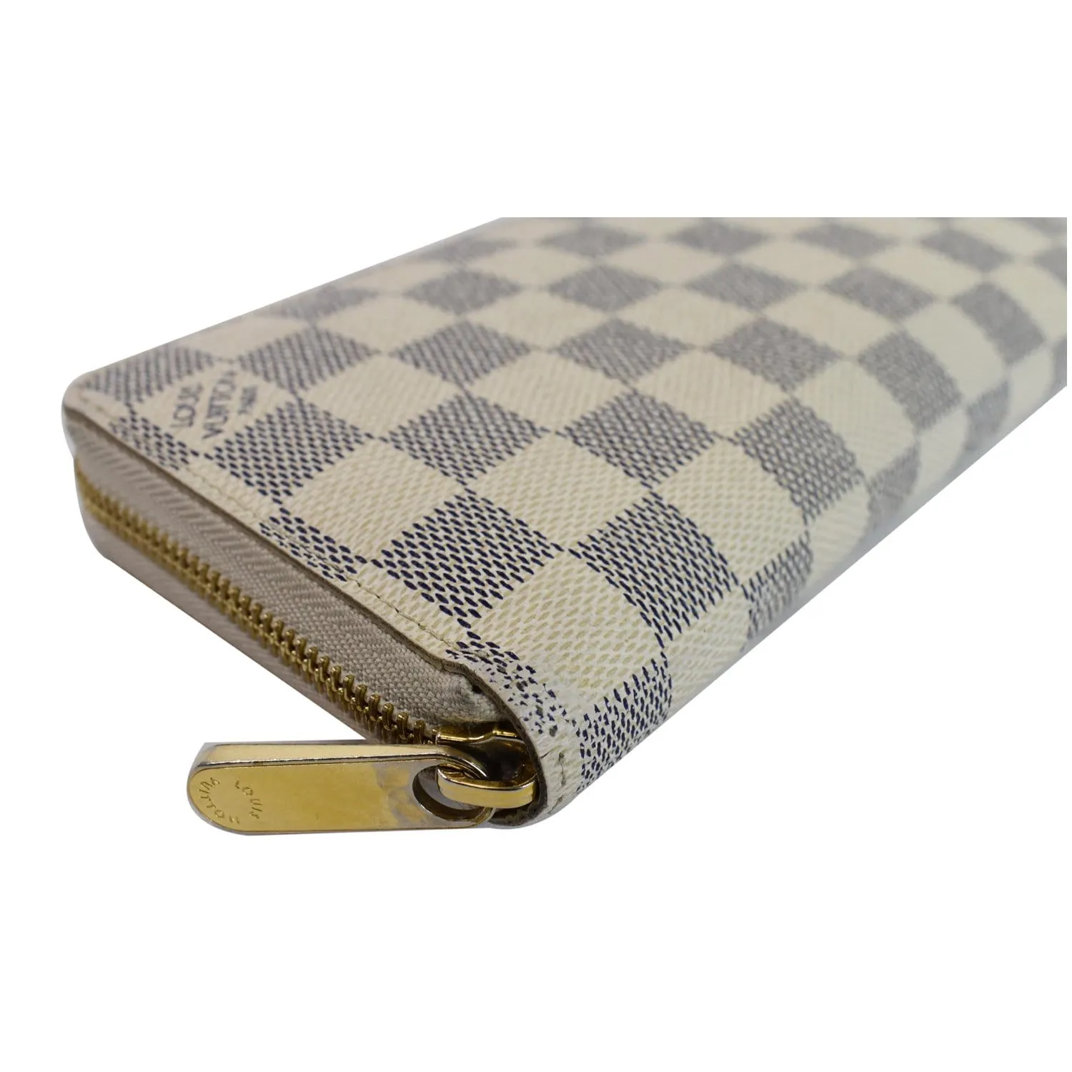 LOUIS VUITTON Damier Azur Zippy Wallet White
