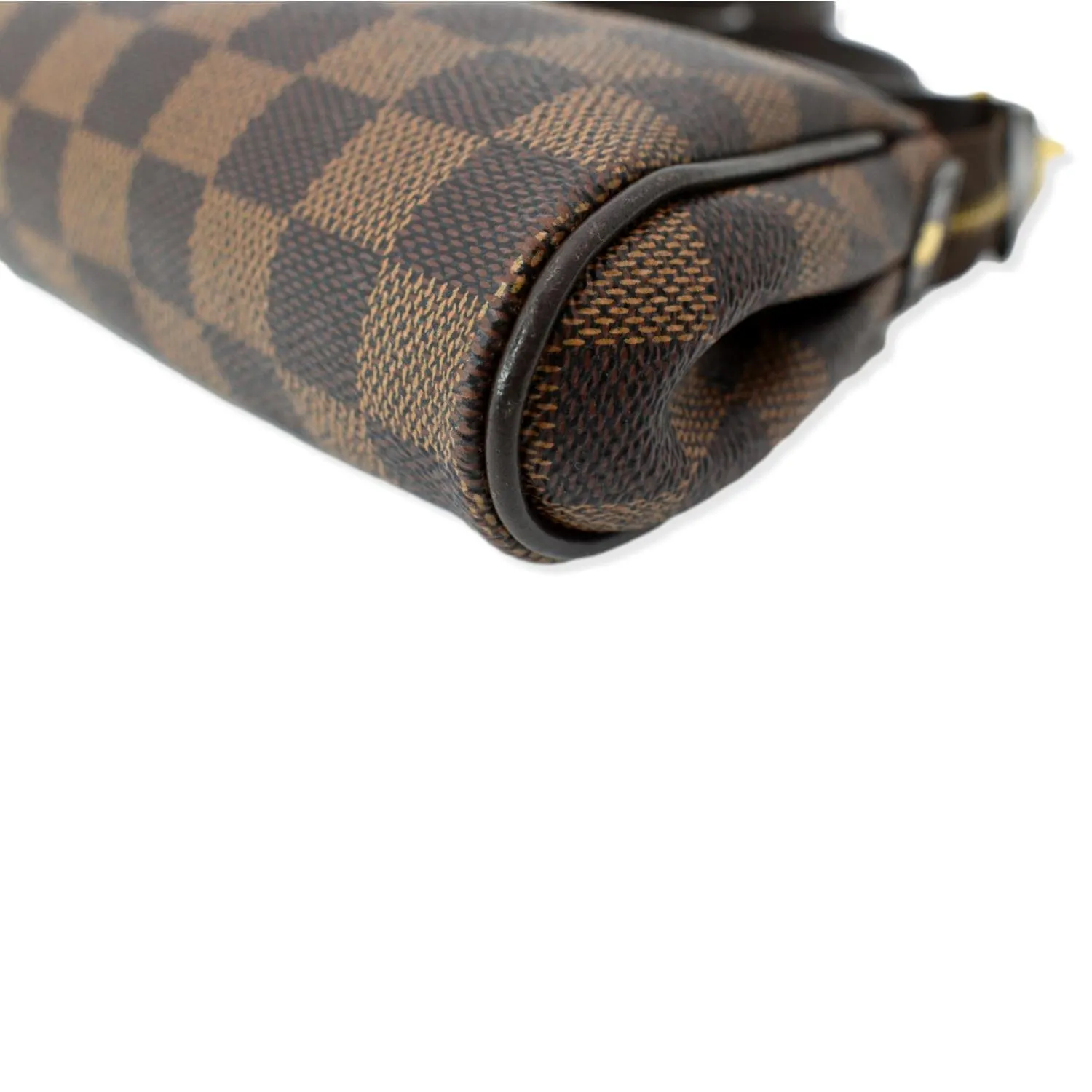 LOUIS VUITTON Eva Pochette Damier Ebene Clutch Crossbody Bag Brown