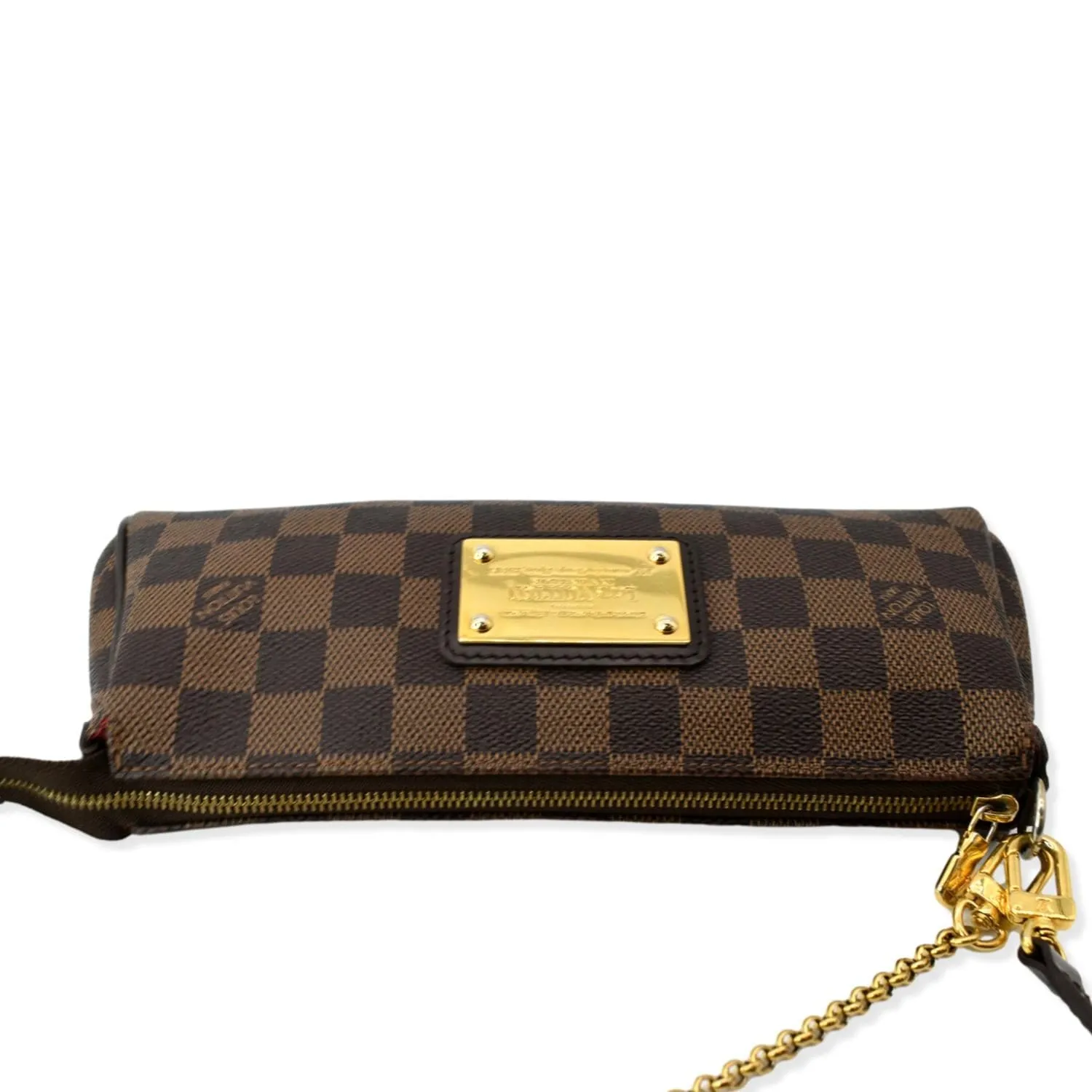 LOUIS VUITTON Eva Pochette Damier Ebene Clutch Crossbody Bag Brown