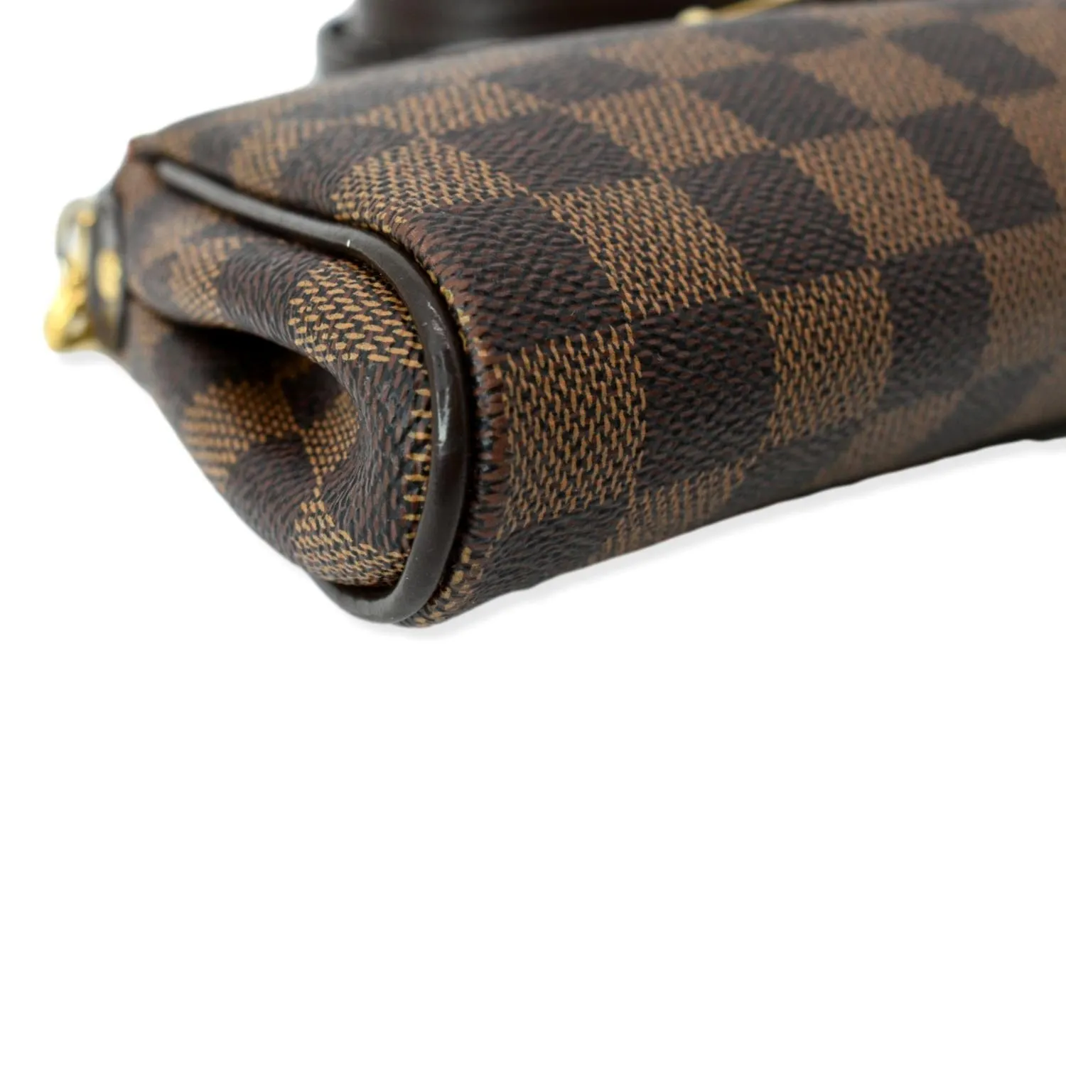 LOUIS VUITTON Eva Pochette Damier Ebene Clutch Crossbody Bag Brown