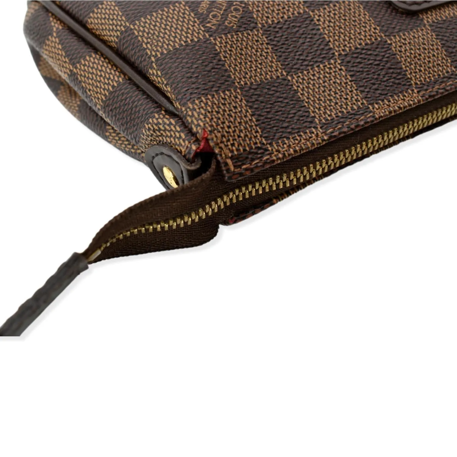 LOUIS VUITTON Eva Pochette Damier Ebene Clutch Crossbody Bag Brown