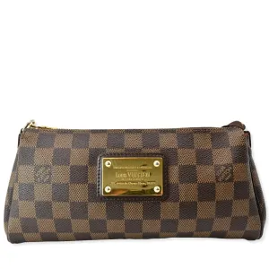 LOUIS VUITTON Eva Pochette Damier Ebene Clutch Crossbody Bag Brown