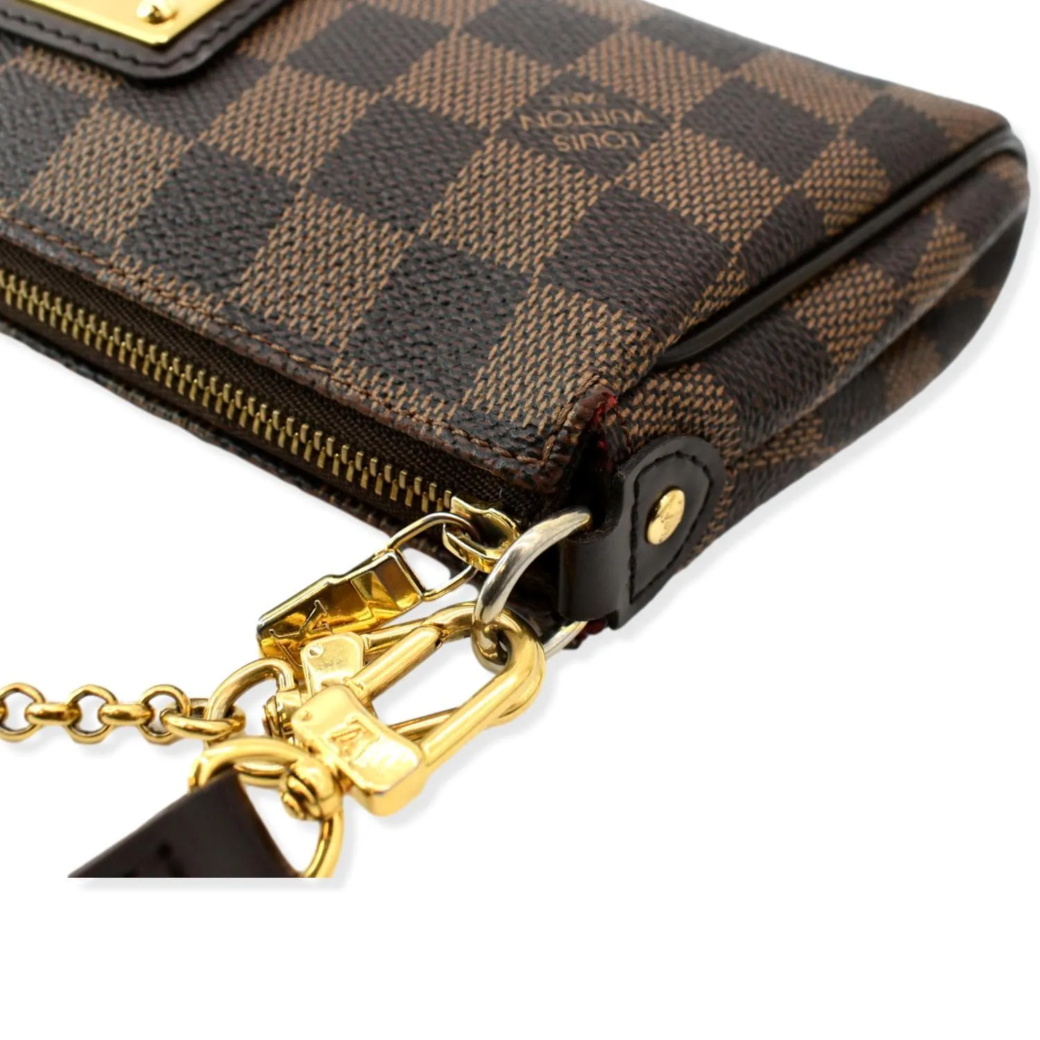 LOUIS VUITTON Eva Pochette Damier Ebene Clutch Crossbody Bag Brown
