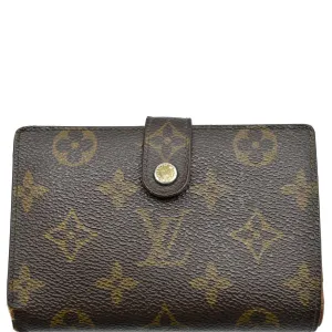 LOUIS VUITTON French Kisslock Monogram Canvas Wallet Brown