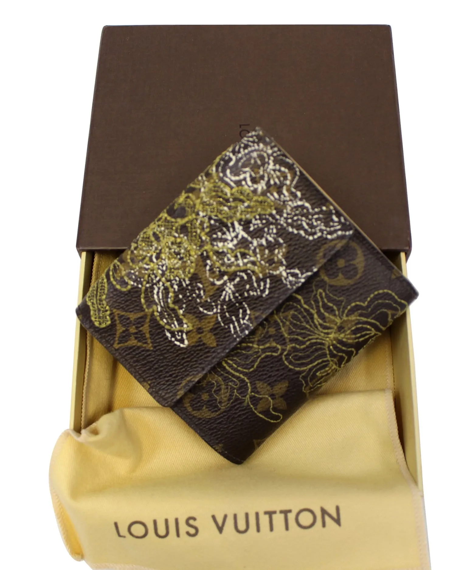 LOUIS VUITTON Gold Monogram Dentelle Trifold Wallet Limited - Sale